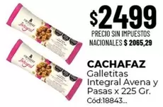 Cachafaz - Galletitas Integral Avena y Pasas x 225 Gr. Cód:18843