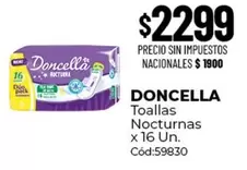 Doncella - Toallas Nocturnas x 16 Un. Cód:59830