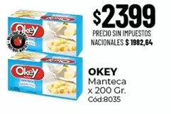 Okey - Manteca x 200 Gr. Cód:8035