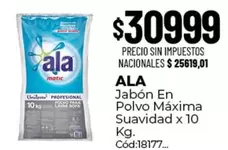 Ala - Jabón En Polvo Máxima Suavidad x 10 Kg.