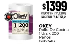 Okey - Rollo De Cocina 1 Un. x 200 Paños Cód:23403
