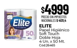 Elite - Papel Higi00enico Soft Touch Doble Hoja 4 Un. x 50 Mt. C0d:26465