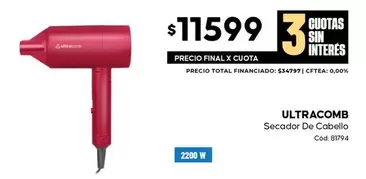 Ultracomb - Secador De Cabello