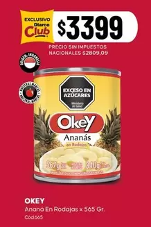 Okey - Ananá En Rodajas x 565 Gr.