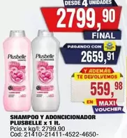 Plusbelle - SHAMPOO Y ADONCISIONADOR PLUSBELLE X 1 lt. Cod. 21410-21411-4522-4650-
