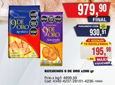 9 de oro - BIZCOCHOS 9 DE ORO x200 gr
