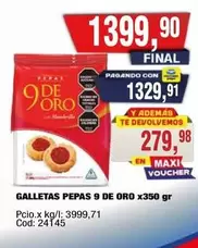 9 de oro - GALLETAS PEPAS 9 DE ORO x350 gr