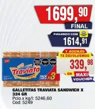 Traviata - GALLETITAS TRAVIATA SANDWICH X 324 GR