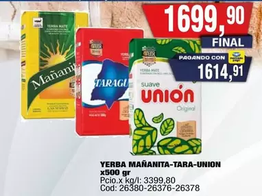 Flex - YERBA MA	ilde{N}ANITA-TARA-UNION x500 gr