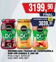 BC - MERMELADA FRASCO CAMPAGNOLA DUR-CIR-DAMAS X 390 GR