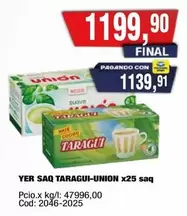 Unión - YER SAQ TARAGUI-UNION x25 saq