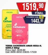 Cachamate - YERBA CACHAMATE AMAR-ROSA-H. SERR.X 500GR