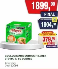 Hileret - EDULCORANTE SOBRES STEVIA X 50 SOBRES