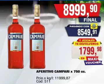 Campari - APERITIVO CAMPARI x 750 cc.