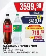 Coca cola - GAS. COCA Z / L / SPRITE / FANTA 1,75 lt