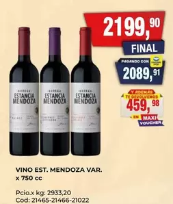 Estancia Mendoza - VINO EST. MENDOZA VAR. X 750 cc