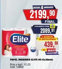 Elite - PAPEL HIGIENICO ELITE HS 6x30mts