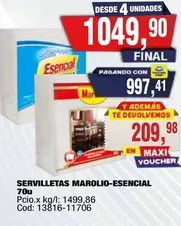 Esencial - SERVILLETAS 70u