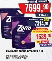 Zorro - ENJUAGUE ZORRO D/PACK X 3 LT