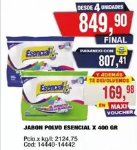 Esencial - JABON POLVO ESENCIAL X 400 GR
