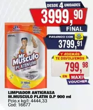 Platinum - LIMPIADOR ANTIGRASA M.MUSCULO PLATINUM D.P 900 ml