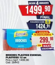 Esencial - BROCHES PLASTICO 12 UN Cod: 28443