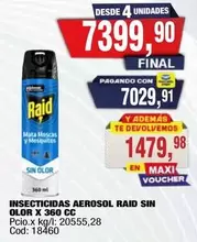 Raid - INSECTICIDAS AEROSOL SIN OLOR X 360 CC