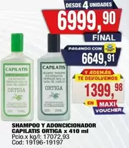 Capilatis - SHAMPOO Y ADONCICIONADOR CAPILATIS ORTIGA x 410 ml