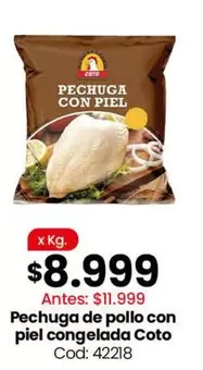 Coto - Pechuga de pollo con piel congelada