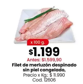 X$ - Filet de merluzón despínado sin piel congelado, Cod. 12606