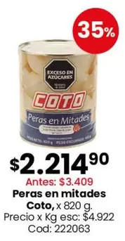 Coto - Peras en mitades