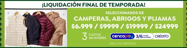 CAMPERAS, ABRIGOS Y PIJAMAS