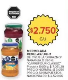 Carrefour - MERMELADA REGULAR/LIGHT DE CIRUELA/DURAZNO/NARANJA