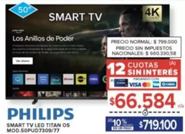 Philips - SMART TV LED TITAN OS MOD.50PUD7309/77