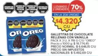 Oreo - GALLETITAS DE CHOCOLATE RELLENAS CON VAINILLA