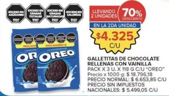 Oreo - GALLETITAS DE CHOCOLATE RELLENAS CON VAINILLA