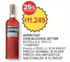 Campari - APERITIVO CON ALCOHOL BITTER BOTELLA