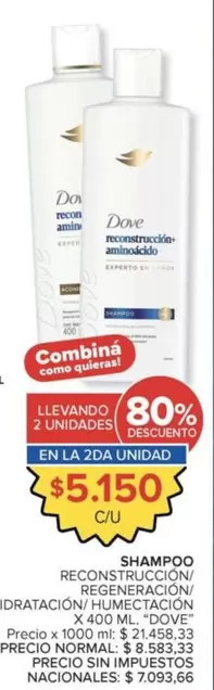 Dove - Shampoo Reconstrucción/Regeneración/Hidratación/Humectación