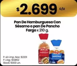fargo - Pan De Hamburguesa Con Sésamo o pan De Pancho