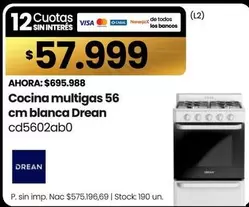 Drean - Cocina multigas 56 cm blanca cd5602ab0
