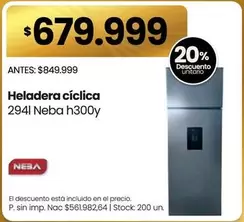 Neba - Heladera cíclica 294I h300y