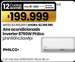 Philco - Aire acondicionado inverter 8750W phin90hc3awfpi