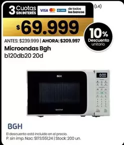 BGH - Microondas b120db20 20d