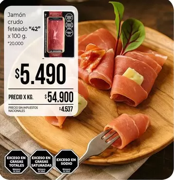 42 - Jamón crudo feteado ""