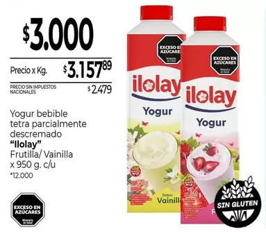 Ilolay - Yogur bebible tetra parcialmente descremado