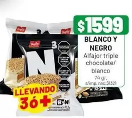 Negro - Alfajor triple chocolate/blanco
