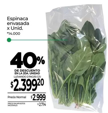 Espinaca envasada