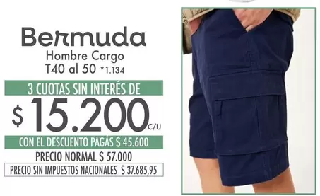 Bermuda Hombre Cargo T40 al 50