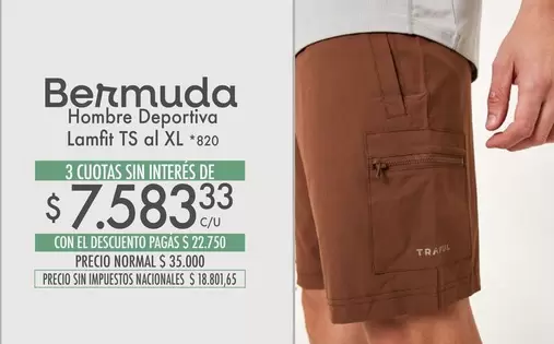 XL - Bermuda Hombre Deportiva Lamfit TS