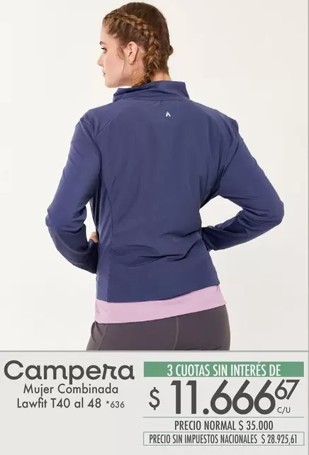 Campera Mujer Combinada Lawfit T40 al 48 *636